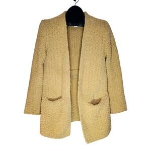 For The Republic Popcorn Open Front Yellow Women's Cardigan Sweater Sz Medium